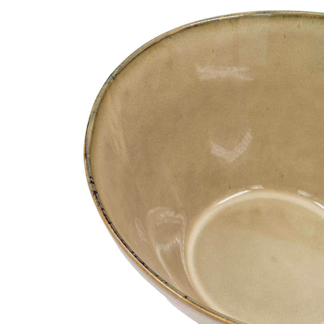 Ivory Gold Ceramic Serving Bowl
