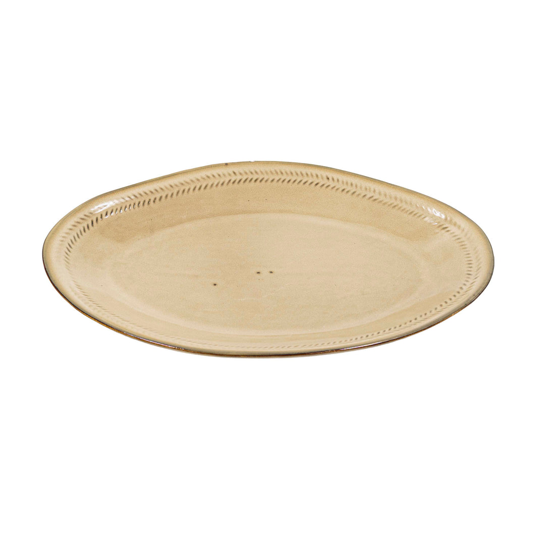 Ivory Gold Ceramic Oval Plate