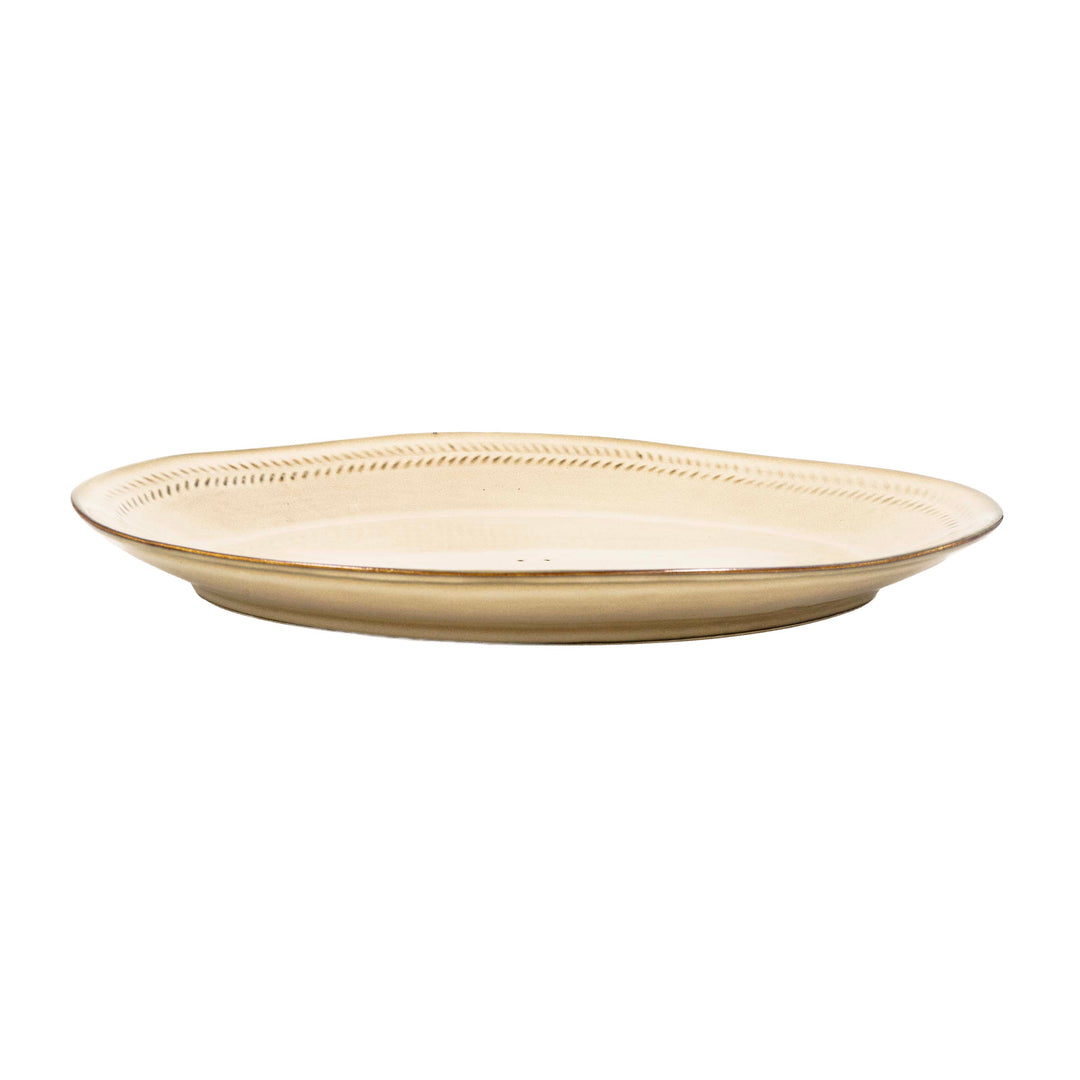 Ivory Gold Ceramic Oval Plate