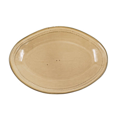 Ivory Gold Ceramic Oval Plate
