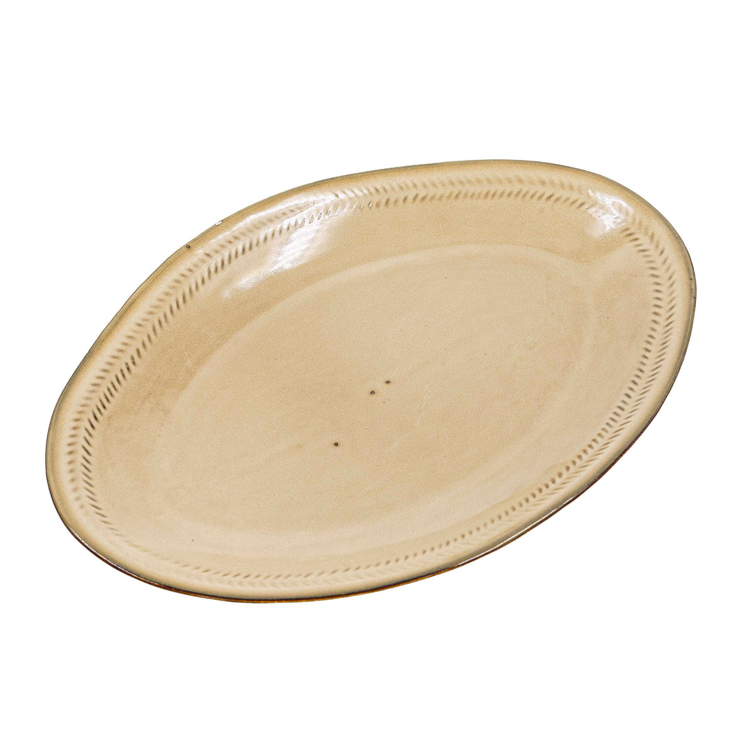 Ivory Gold Ceramic Oval Plate