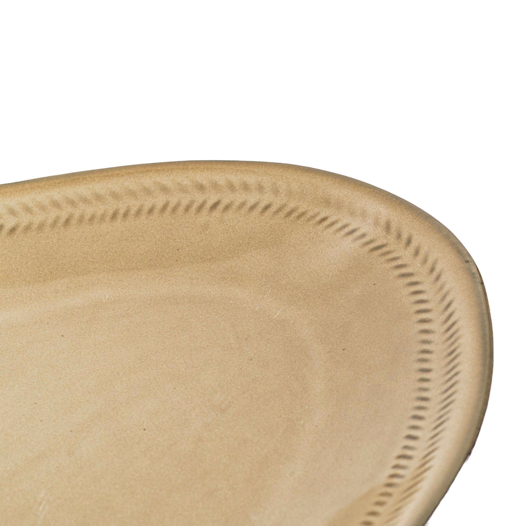 Ivory Gold Ceramic Oval Plate