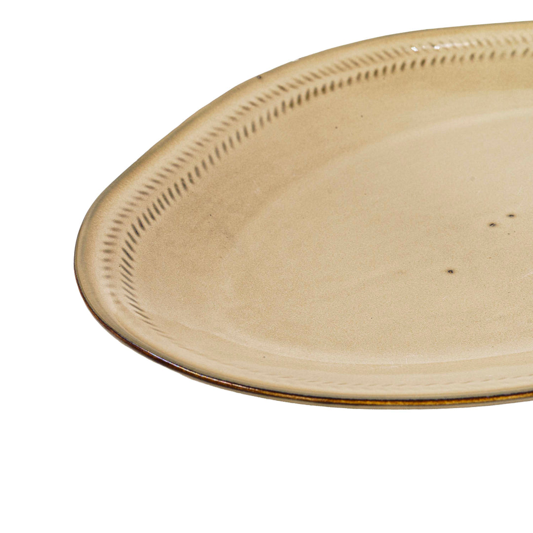Ivory Gold Ceramic Oval Plate