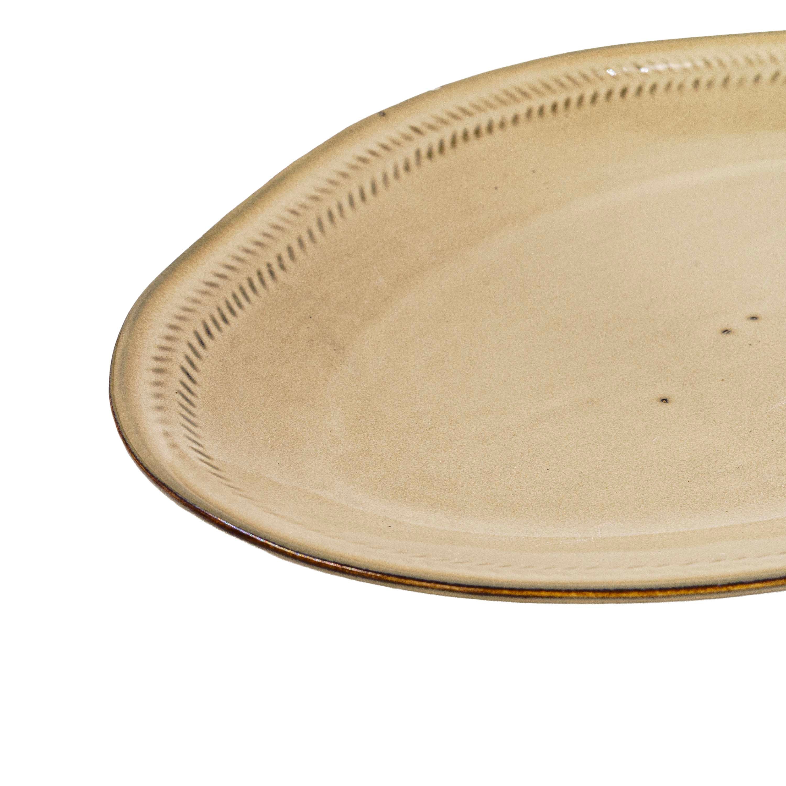 Ivory Gold Ceramic Oval Plate