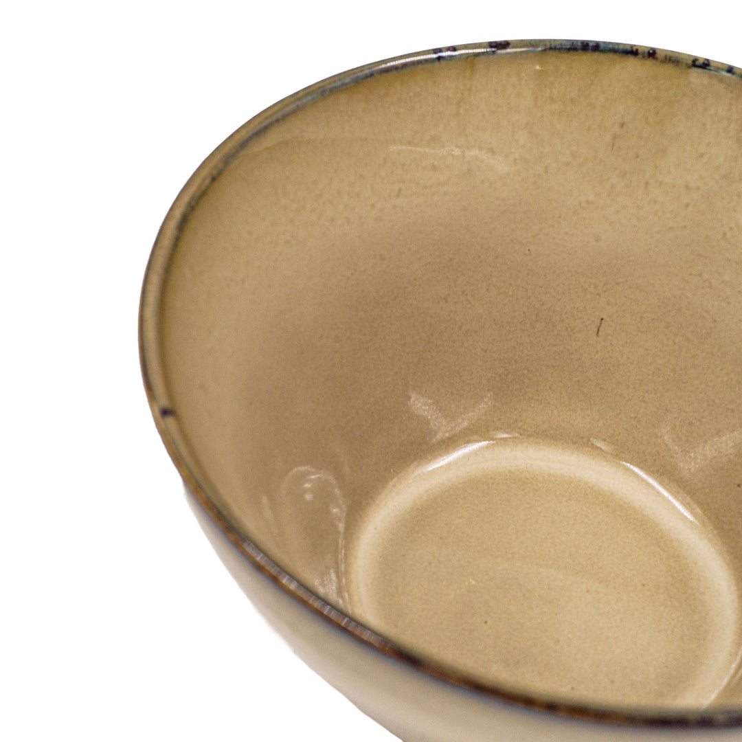 Ivory Gold Ceramic Serving Bowl