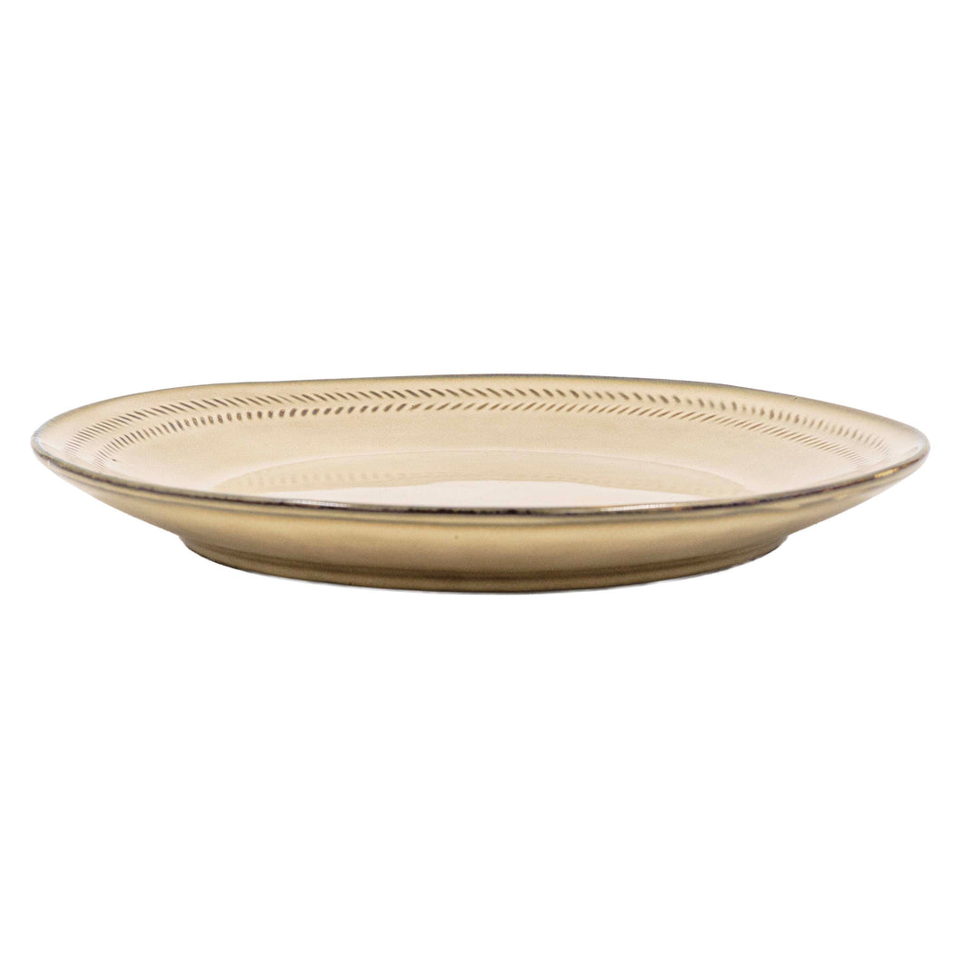Ivory Gold Ceramic Round Plate