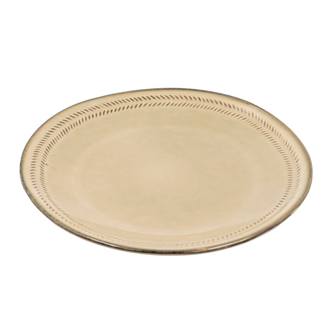 Ivory Gold Ceramic Round Plate