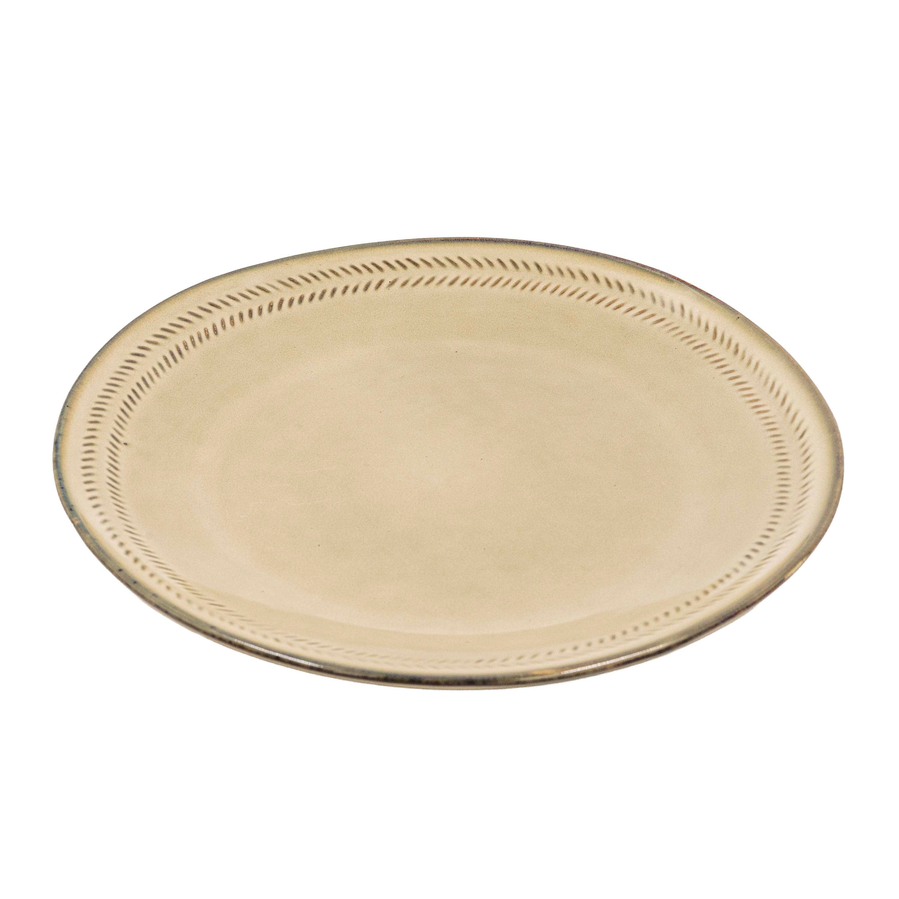 Ivory Gold Ceramic Round Plate