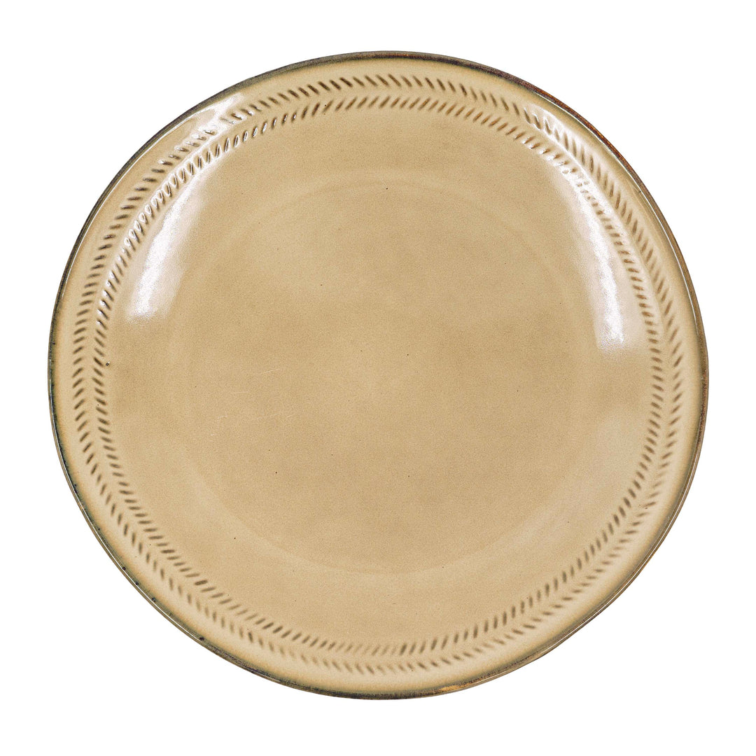 Ivory Gold Ceramic Round Plate