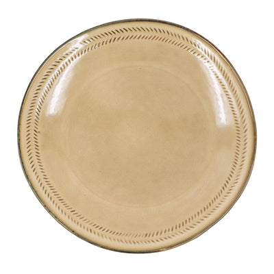 Ivory Gold Ceramic Round Plate