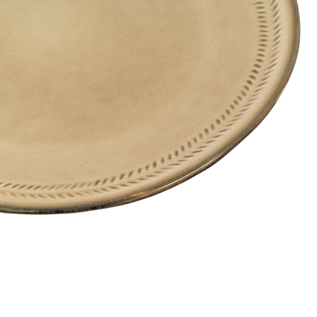 Ivory Gold Ceramic Round Plate