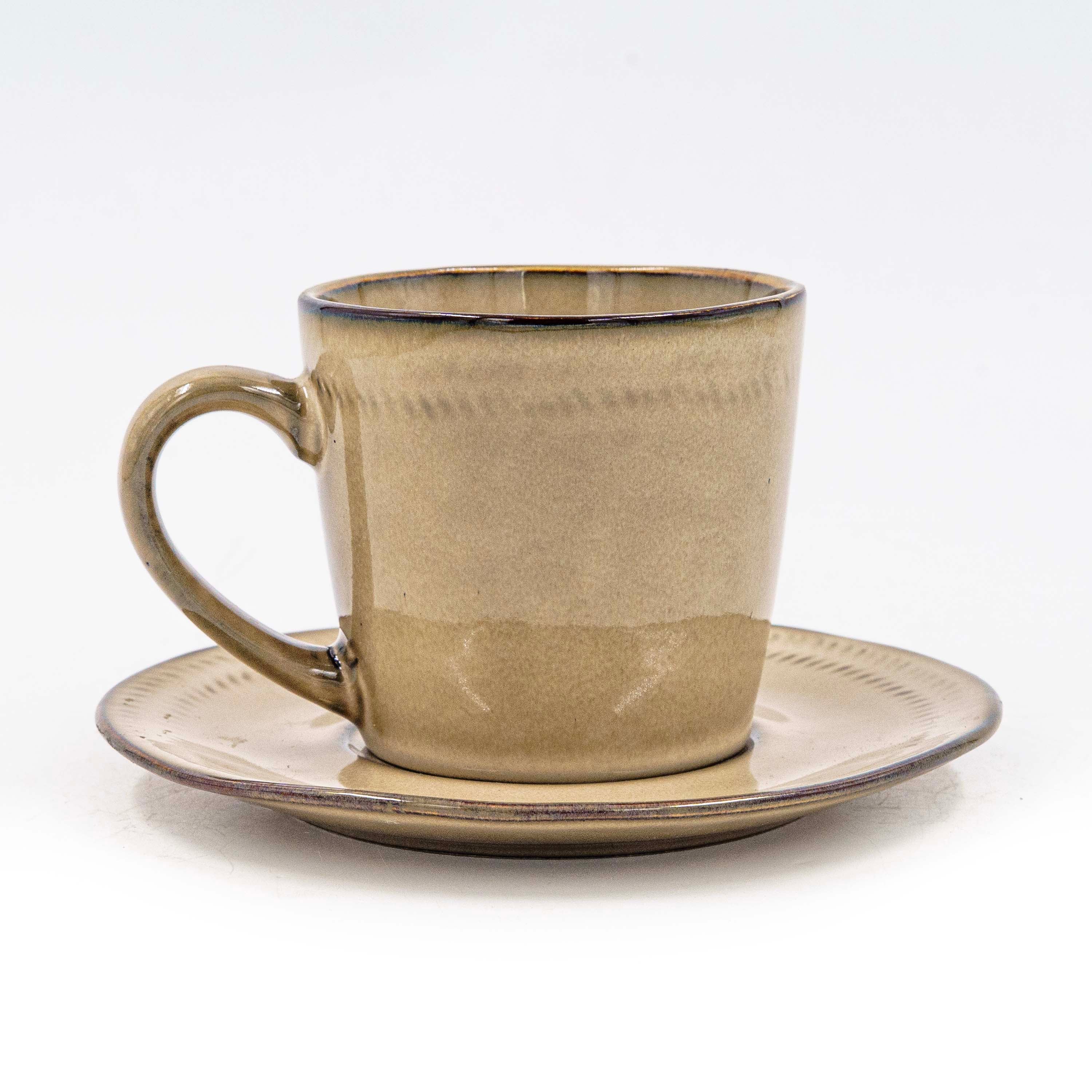 Ivory Gold Ceramic Cup Saucer Set