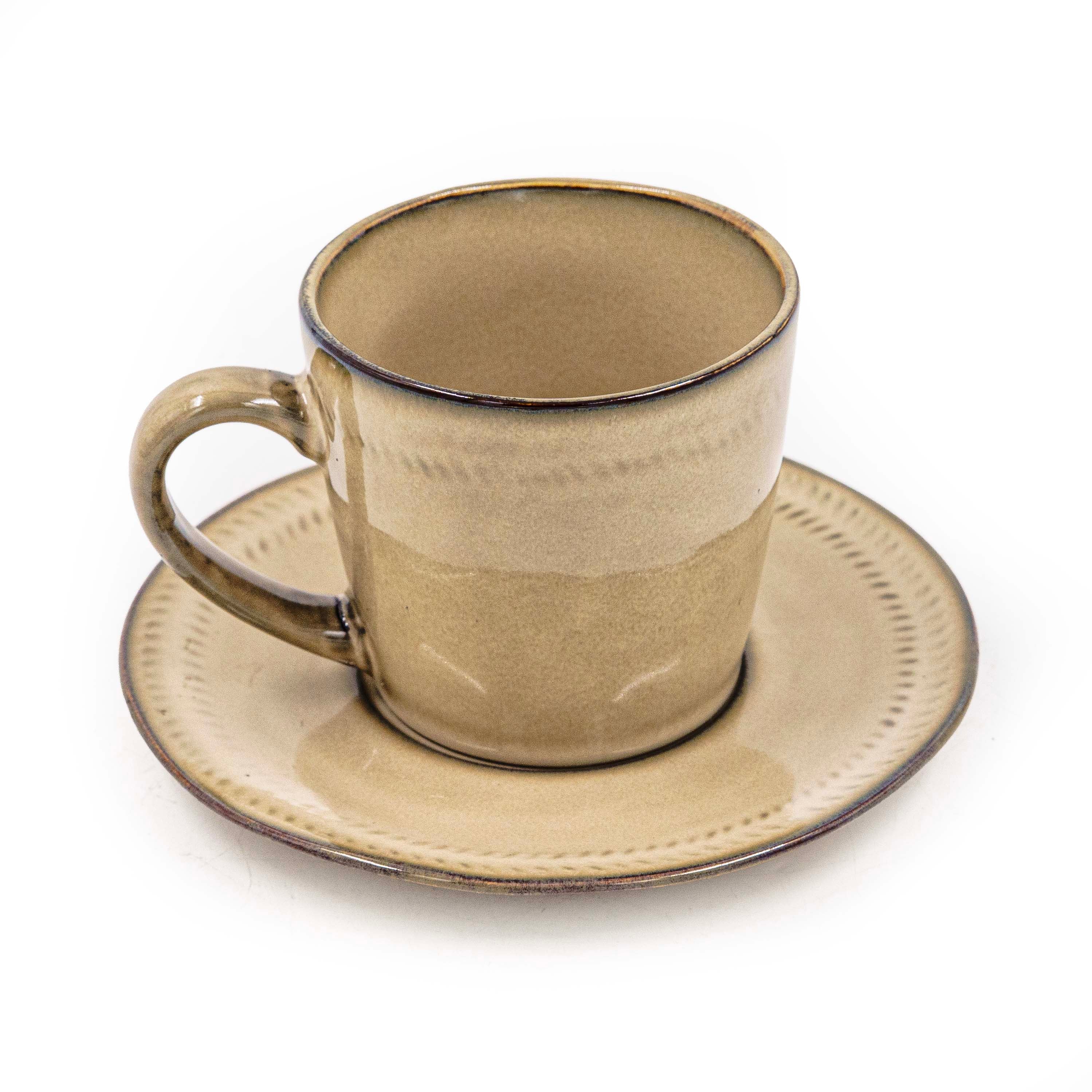 Ivory Gold Ceramic Cup Saucer Set