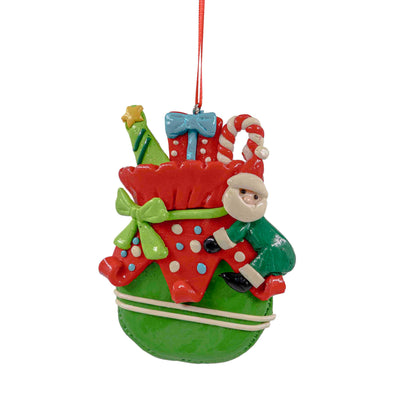 Santa Gift Stack Hanging Ornament