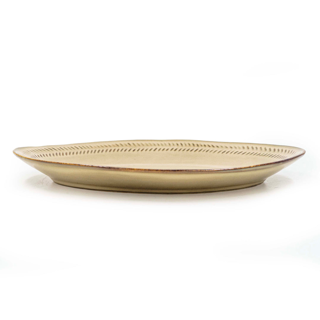 Ivory Gold Ceramic Oval Plate