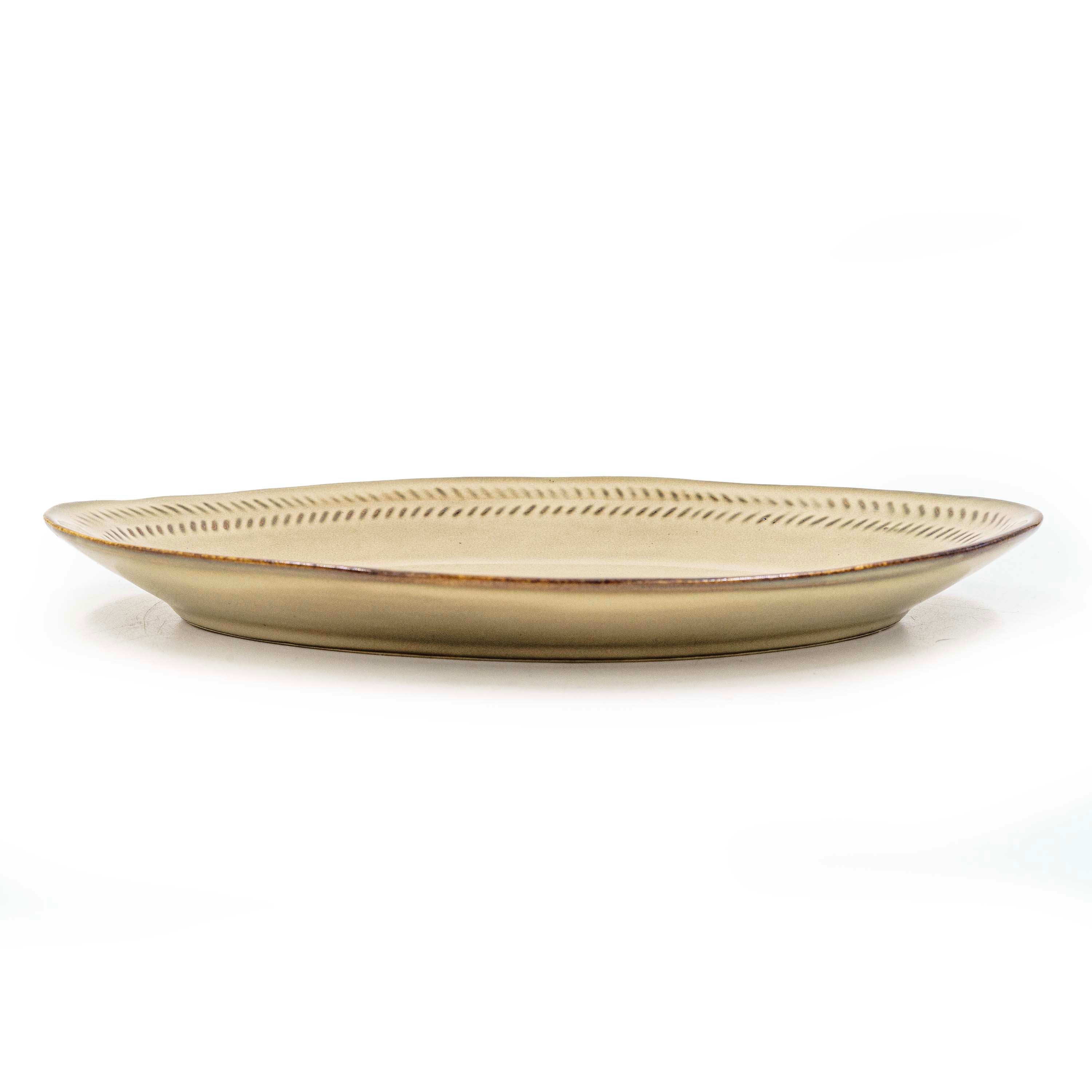 Ivory Gold Ceramic Oval Plate