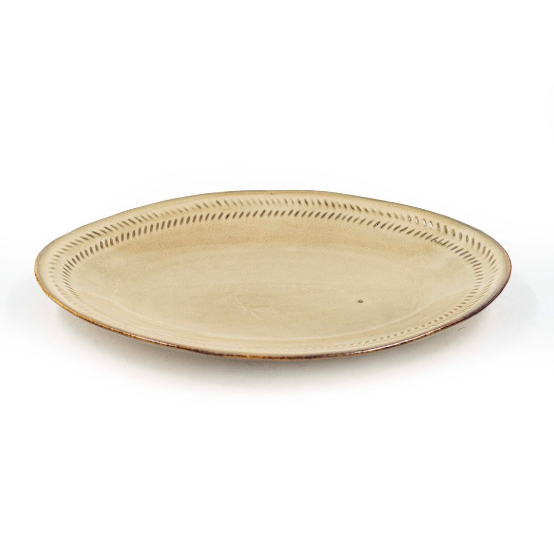 Ivory Gold Ceramic Oval Plate