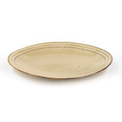 Ivory Gold Ceramic Oval Plate