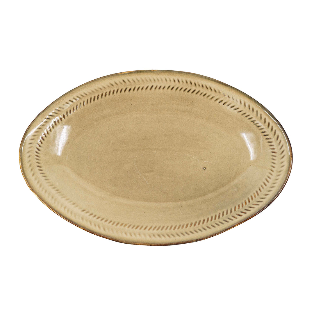 Ivory Gold Ceramic Oval Plate