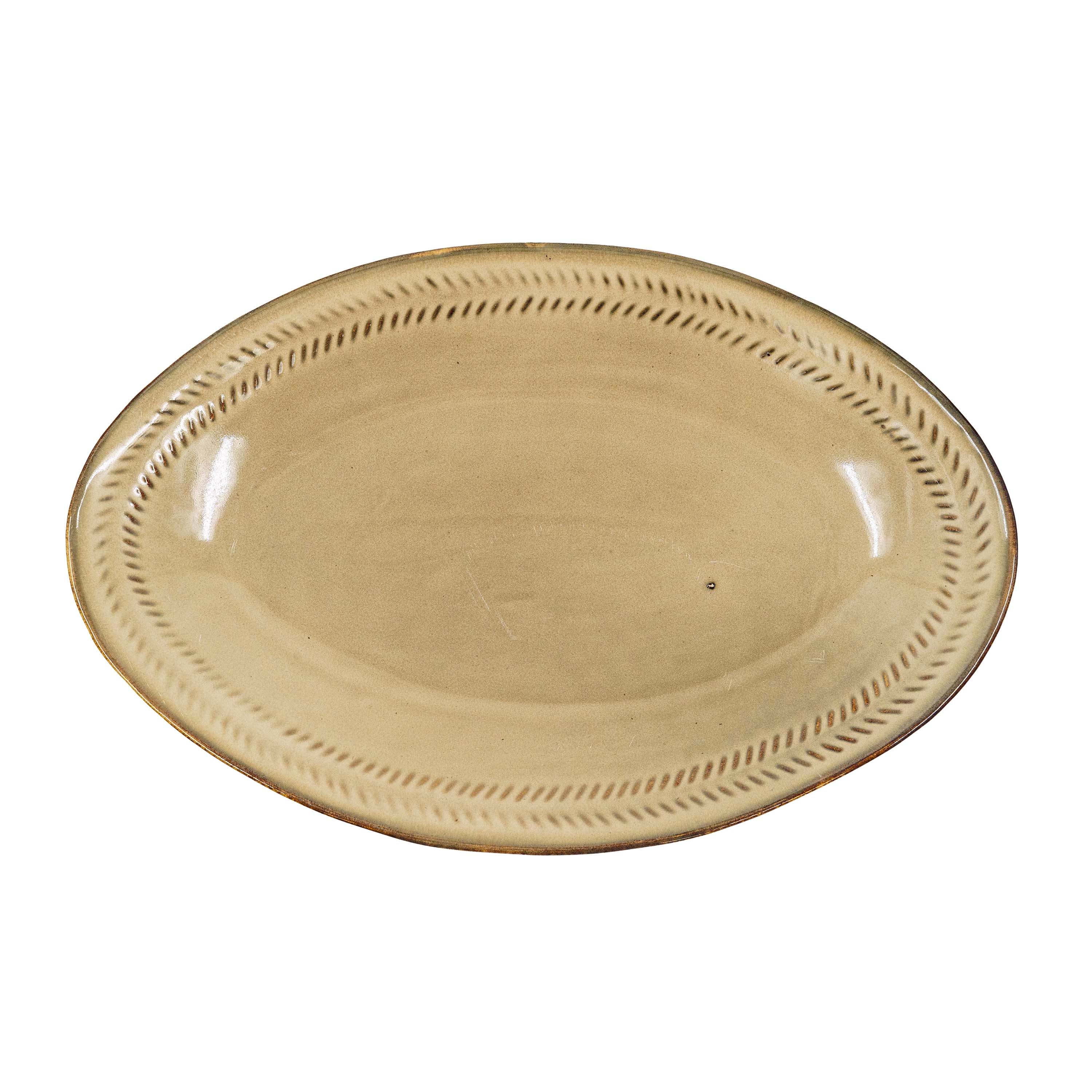 Ivory Gold Ceramic Oval Plate