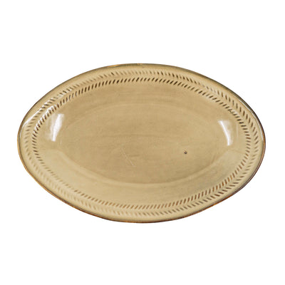 Ivory Gold Ceramic Oval Plate