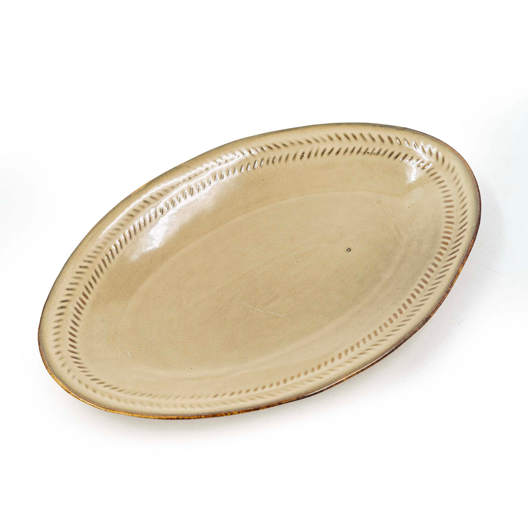 Ivory Gold Ceramic Oval Plate