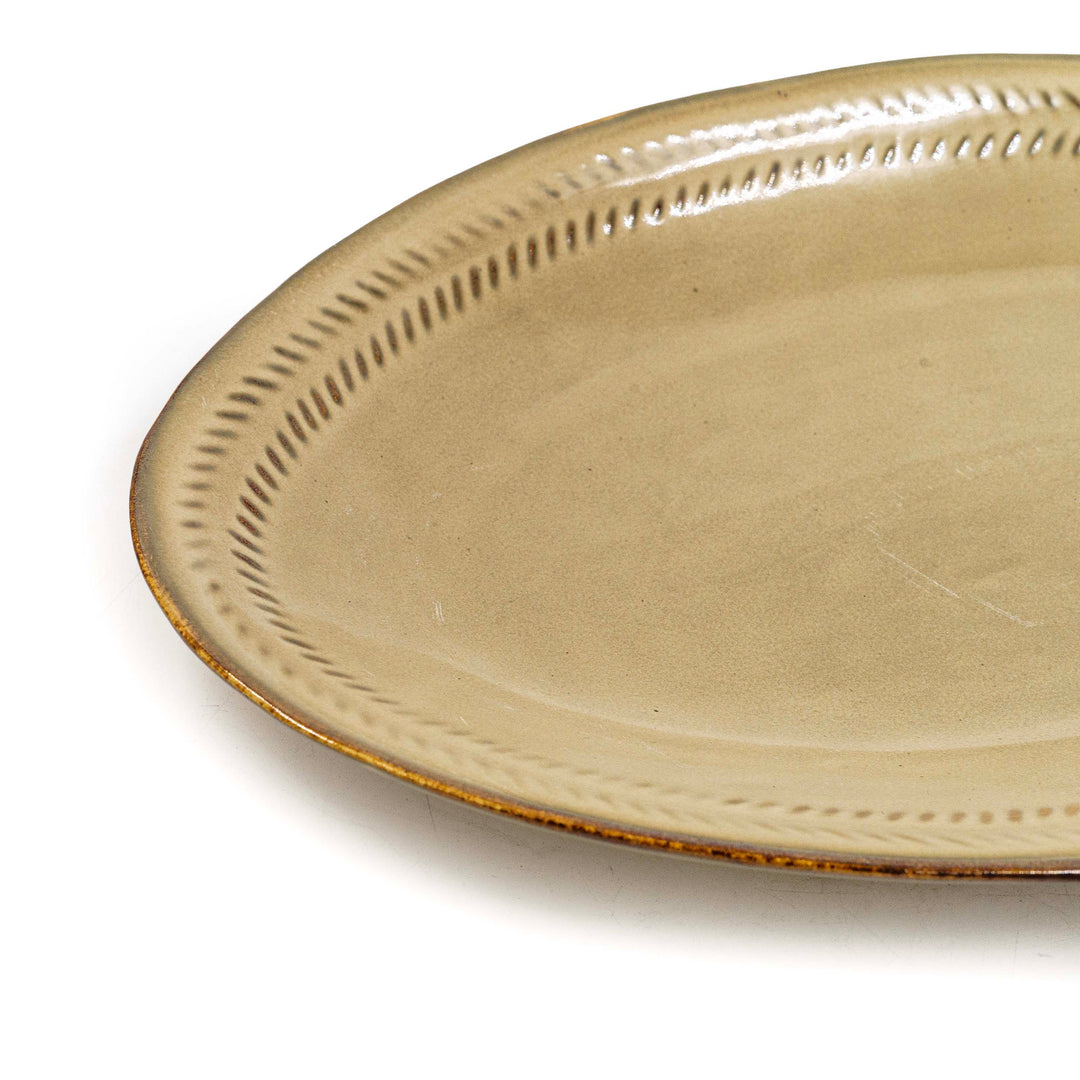 Ivory Gold Ceramic Oval Plate