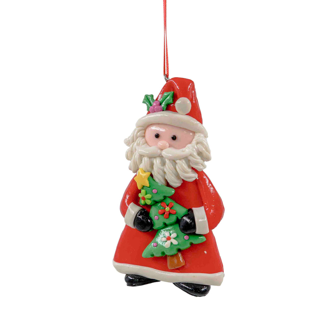 Santa with Tree Hanging Ornament