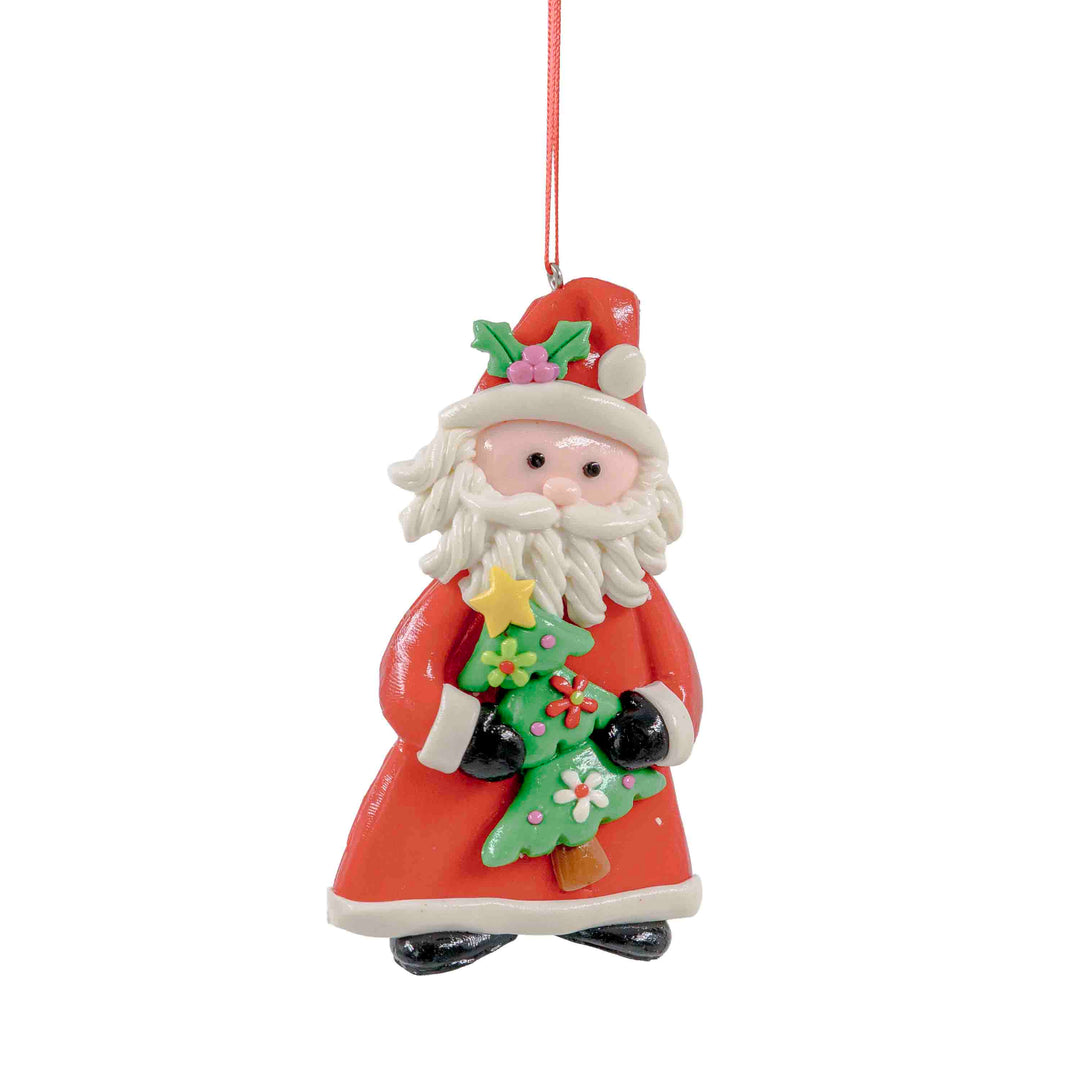 Santa with Tree Hanging Ornament