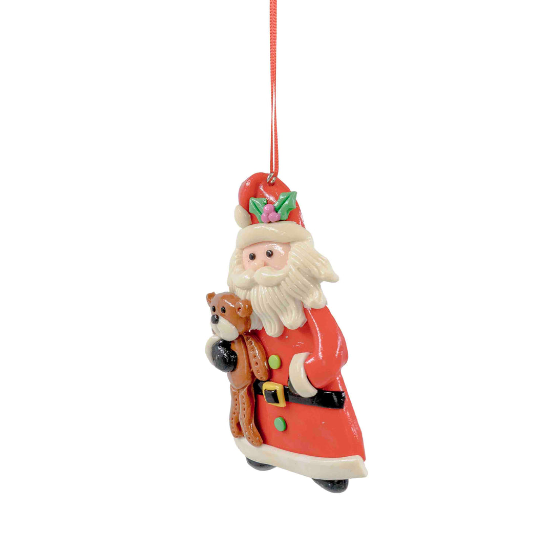 Santa with Teddy Hanging Ornament