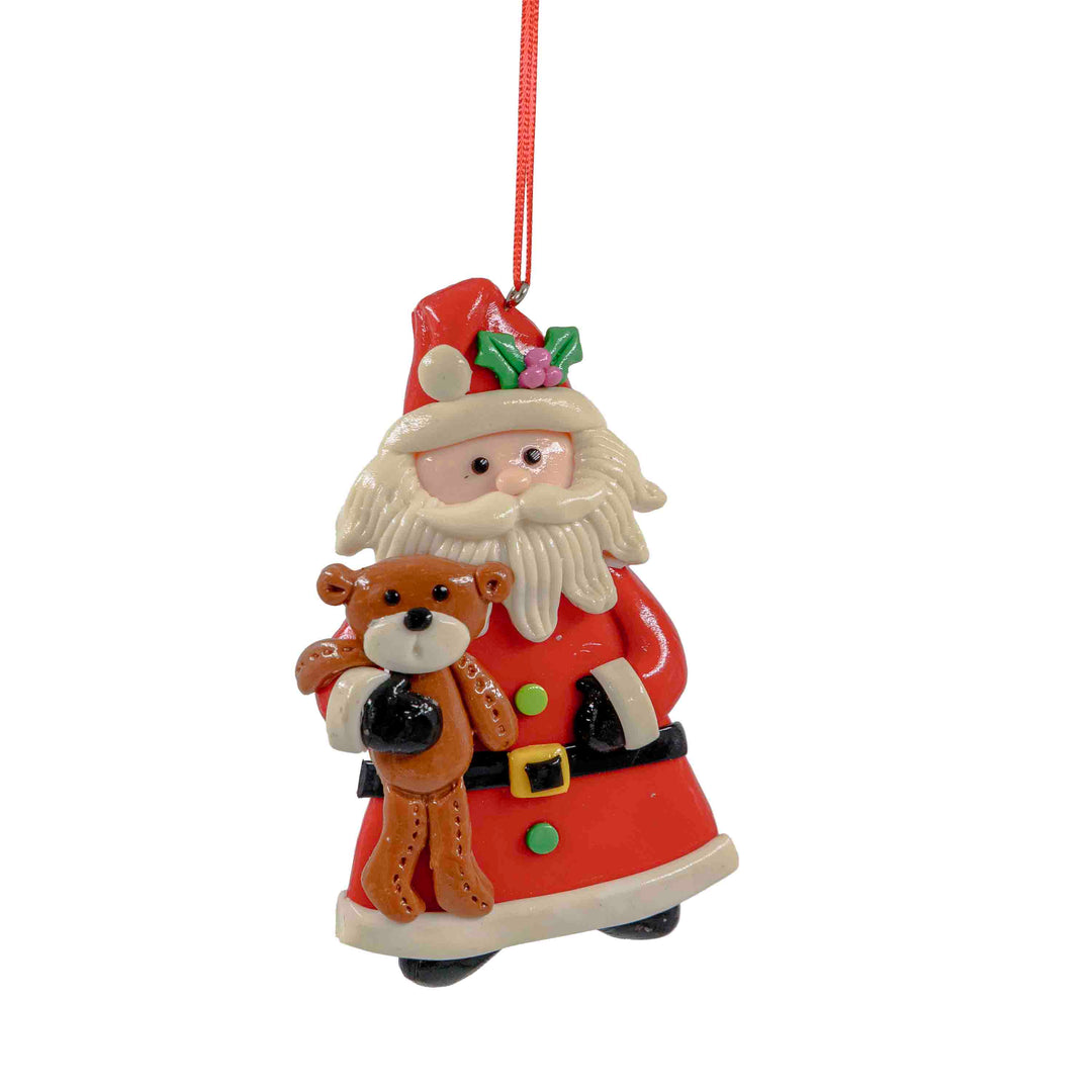 Santa with Teddy Hanging Ornament