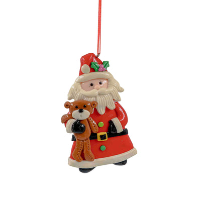 Santa with Teddy Hanging Ornament