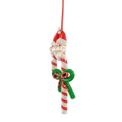 Santa Candy Cane Hanging Ornament