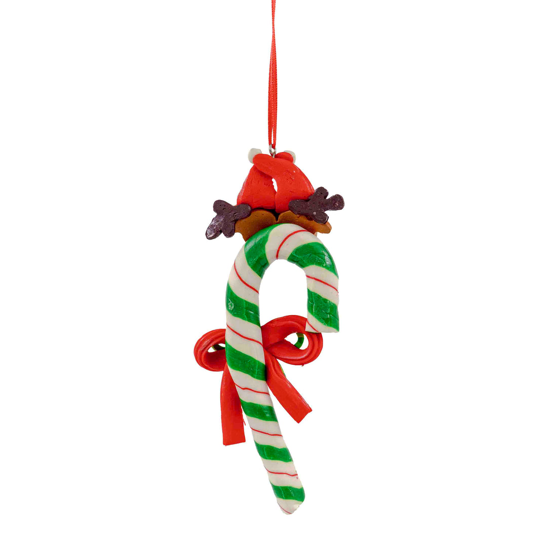 Reindeer Candy Cane Hanging Ornament