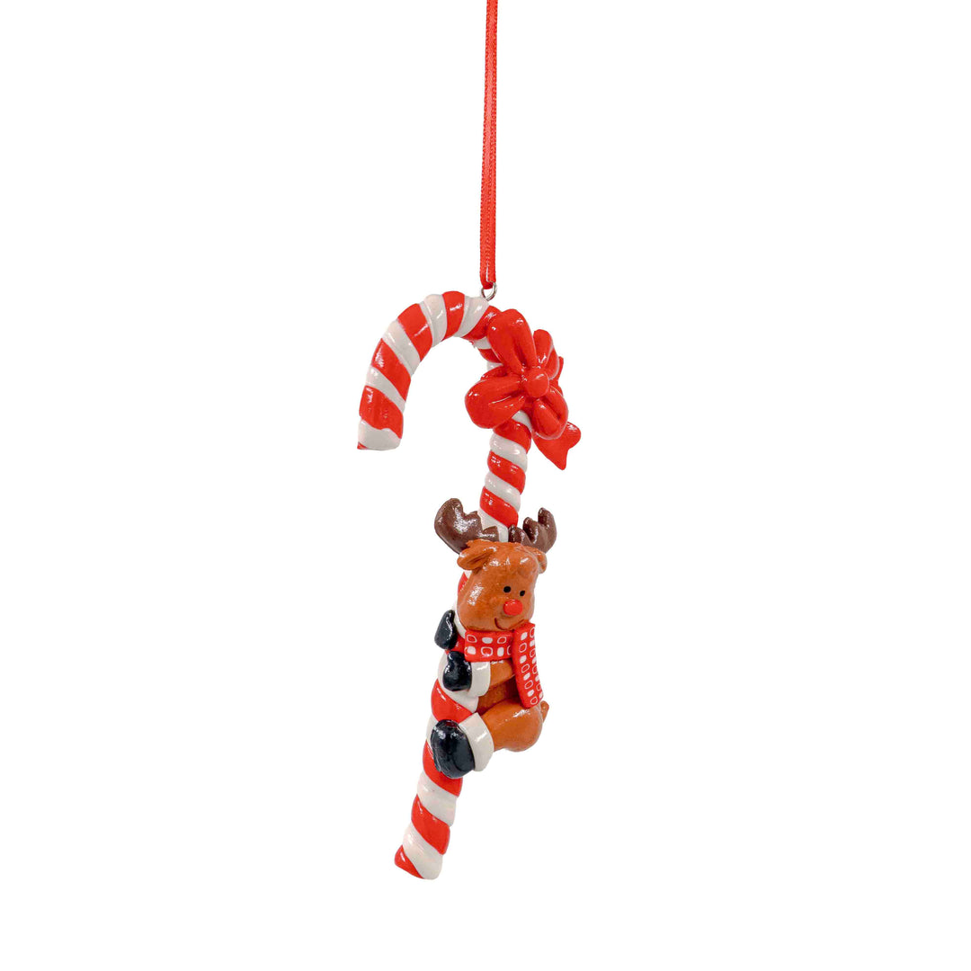 Candy Cane Hanging Ornaments with Reindeer