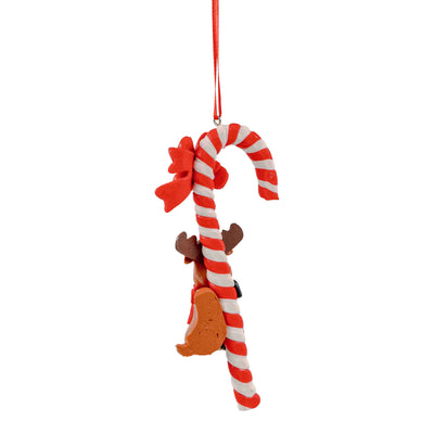Candy Cane Hanging Ornaments with Reindeer