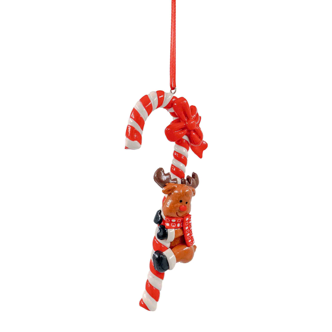Candy Cane Hanging Ornaments with Reindeer