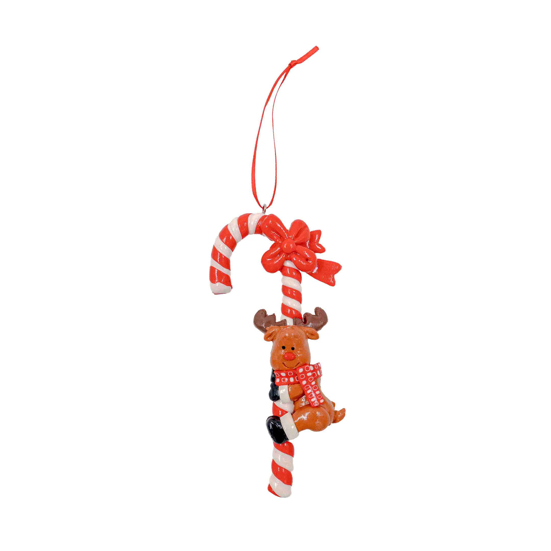 Candy Cane Hanging Ornaments with Reindeer