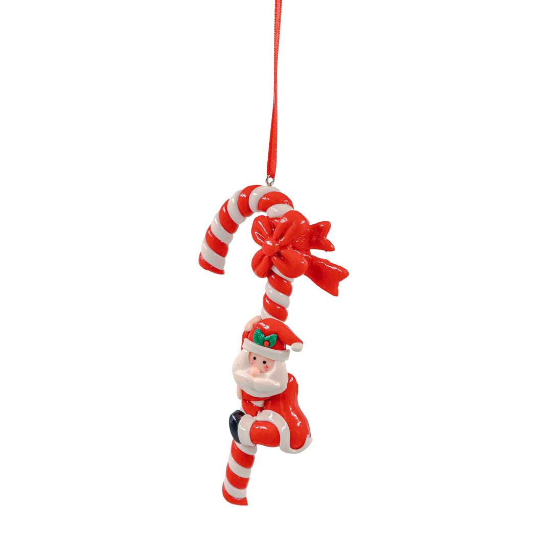 Candy Cane Hanging Ornaments with Santa