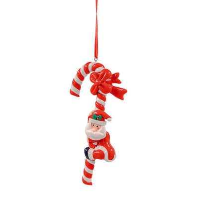 Candy Cane Hanging Ornaments with Santa