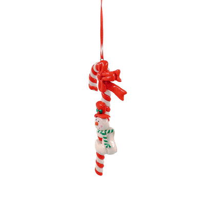 Candy Cane Hanging Ornaments with Snowman