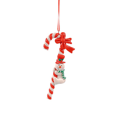 Candy Cane Hanging Ornaments with Snowman