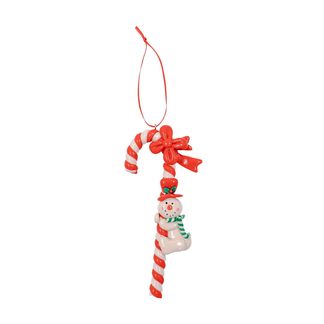Candy Cane Hanging Ornaments with Snowman