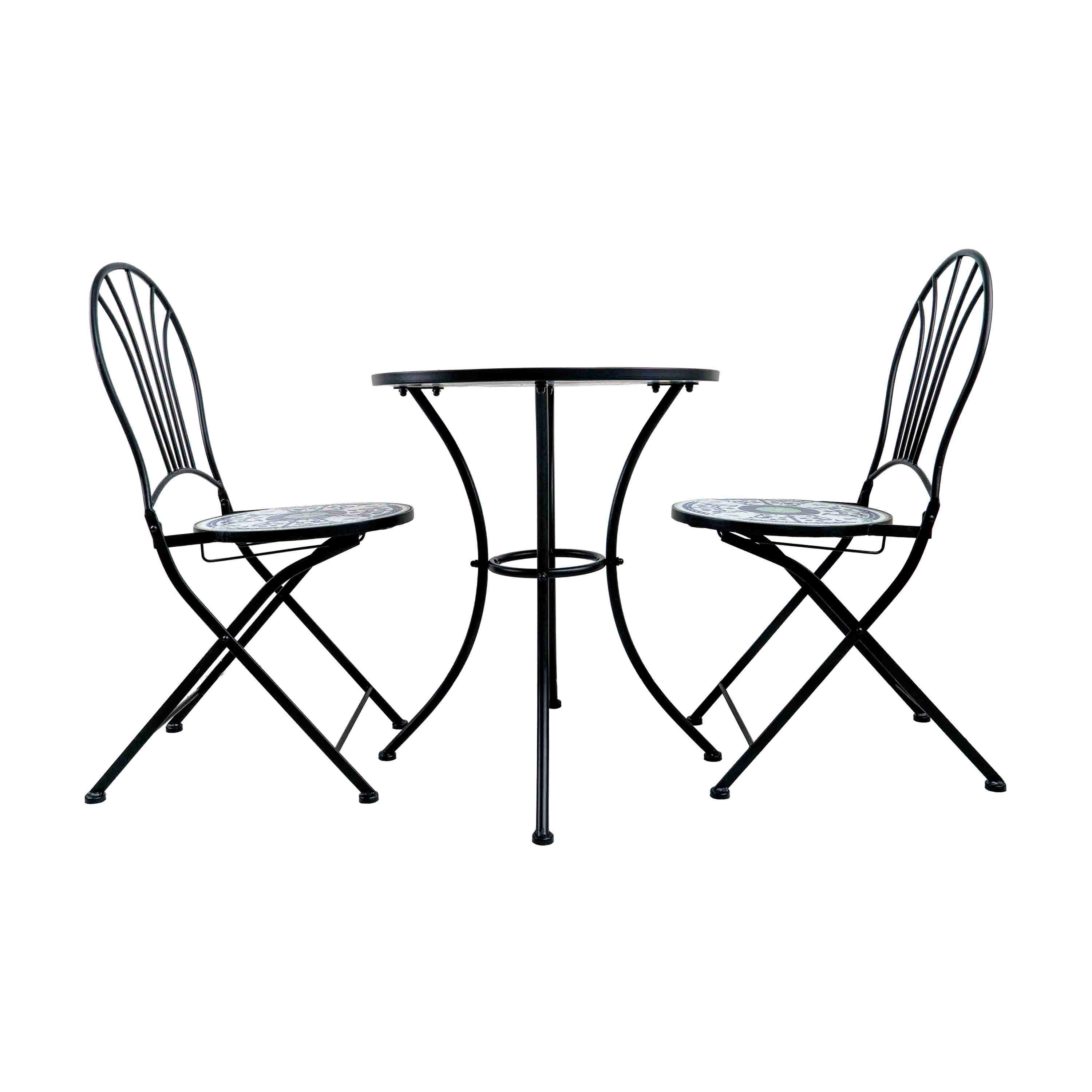 BLUE TILED GARDEN TABLE - SET OF 3