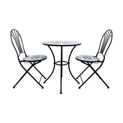 BLUE TILED GARDEN TABLE - SET OF 3