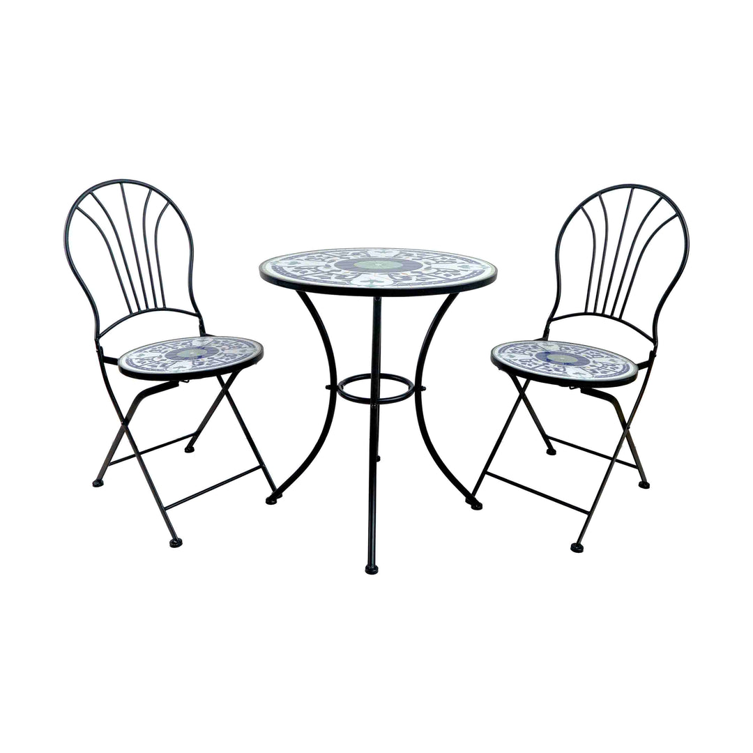 BLUE TILED GARDEN TABLE - SET OF 3