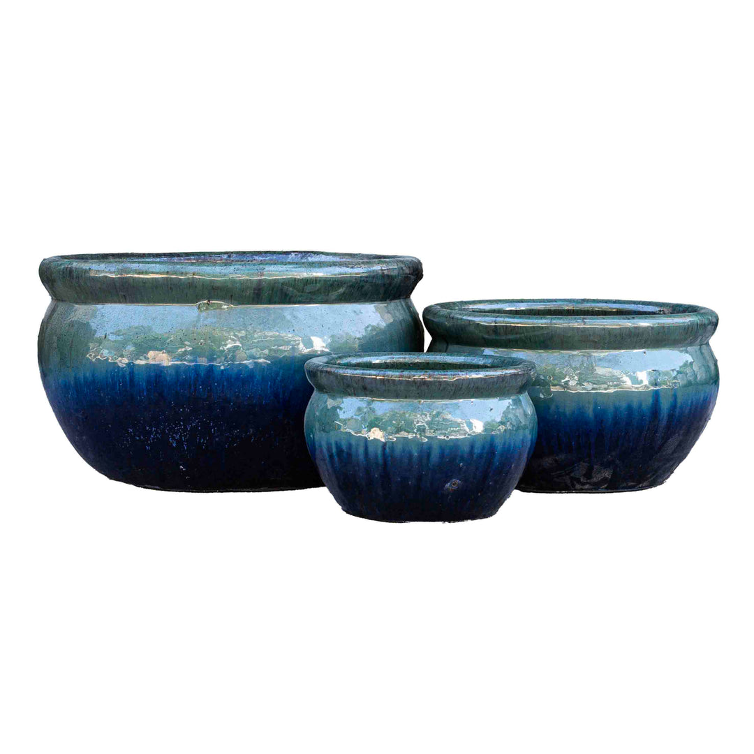 Blue Ocean Glazed Ceramic Pot