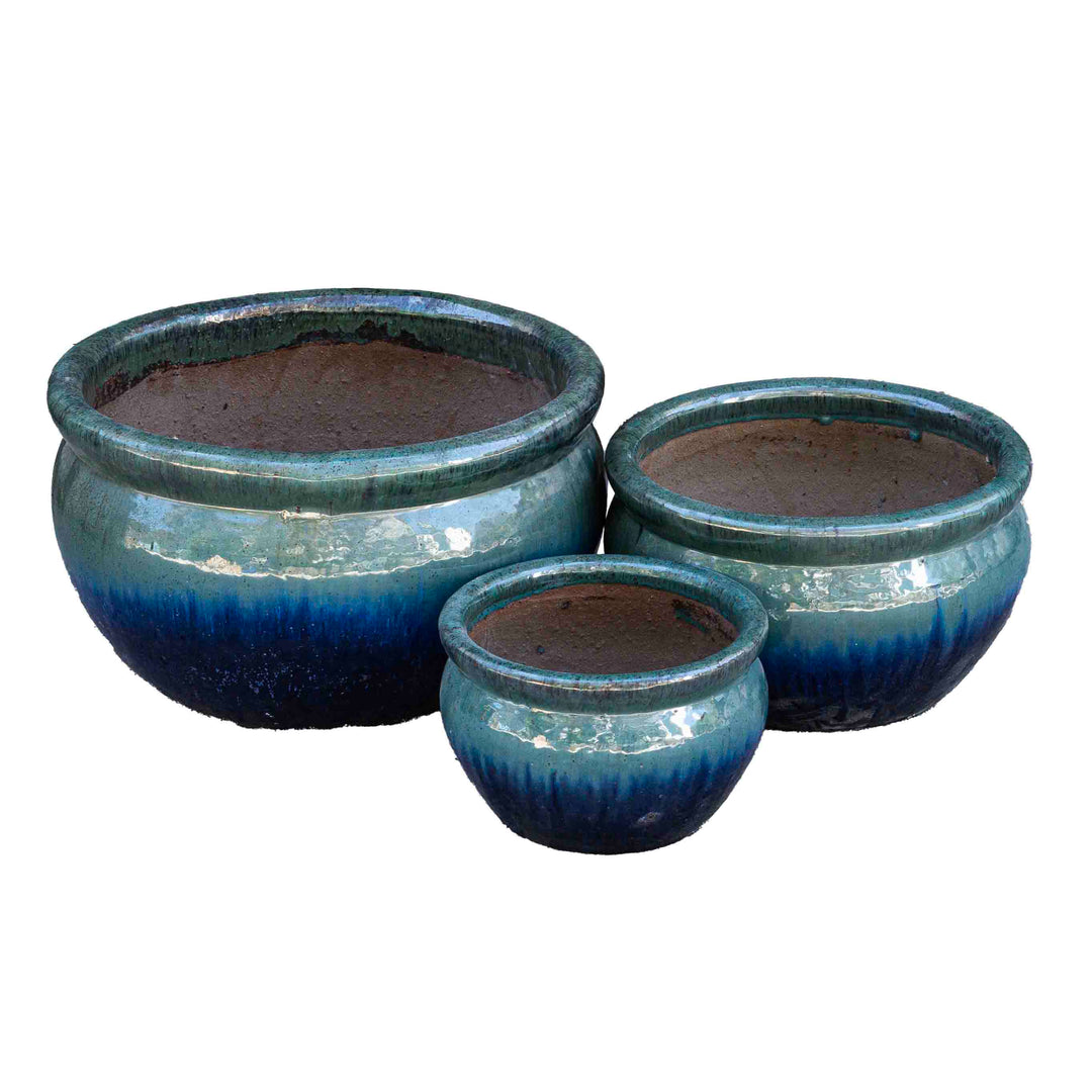 Blue Ocean Glazed Ceramic Pot