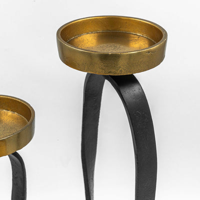 Three Pillar Candle Holder Gold And Black