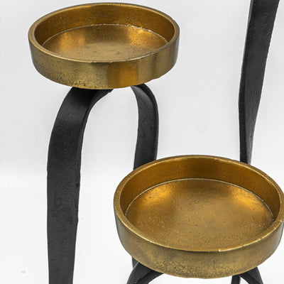 Three Pillar Candle Holder Gold And Black